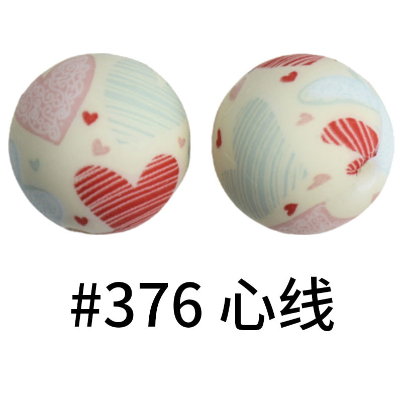 Wholesale 50pcs Western Style Leopard Skull Color Aztec Printed Silicone Balls Beads ACC-BDS-HeSheng003