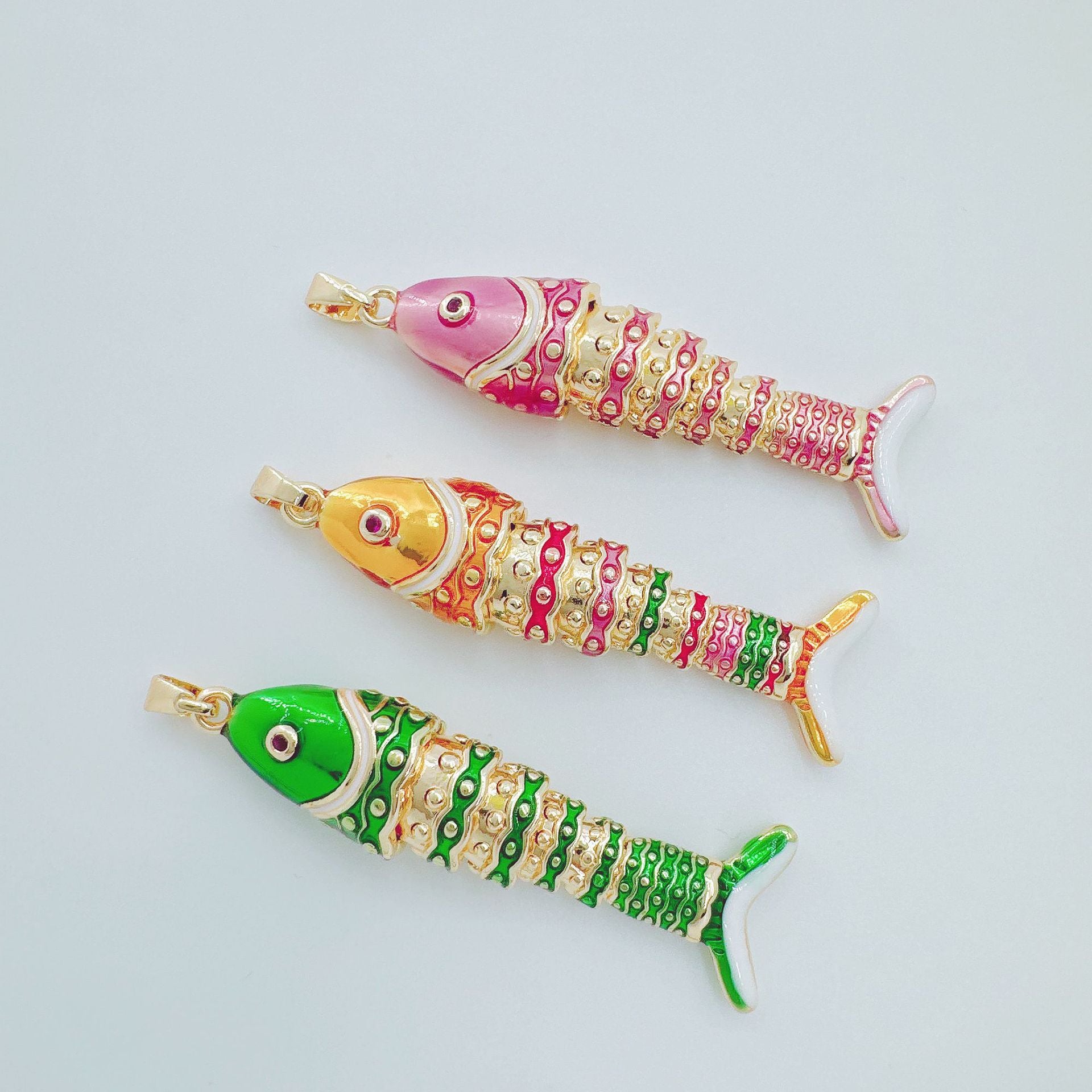Wholesale Ocean Series 3D Koi Fish Pendant Necklace Copper Electroplated Fashion Accessory Gift
