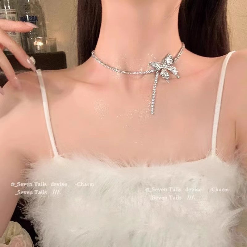 Wholesale Full Diamond Light Luxury Butterfly Necklace