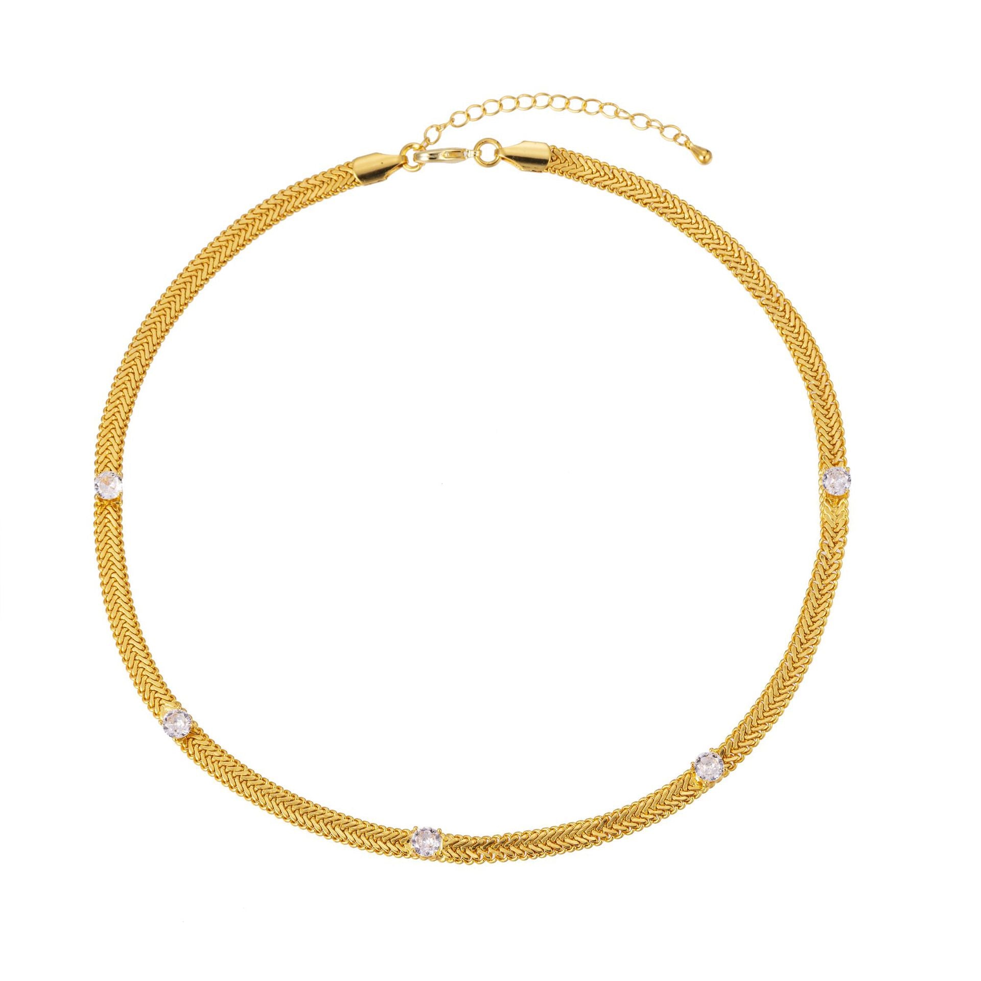 Wholesale  Copper Plated 18K Gold Set with Zircon High Niche Design Light Luxury  Necklace