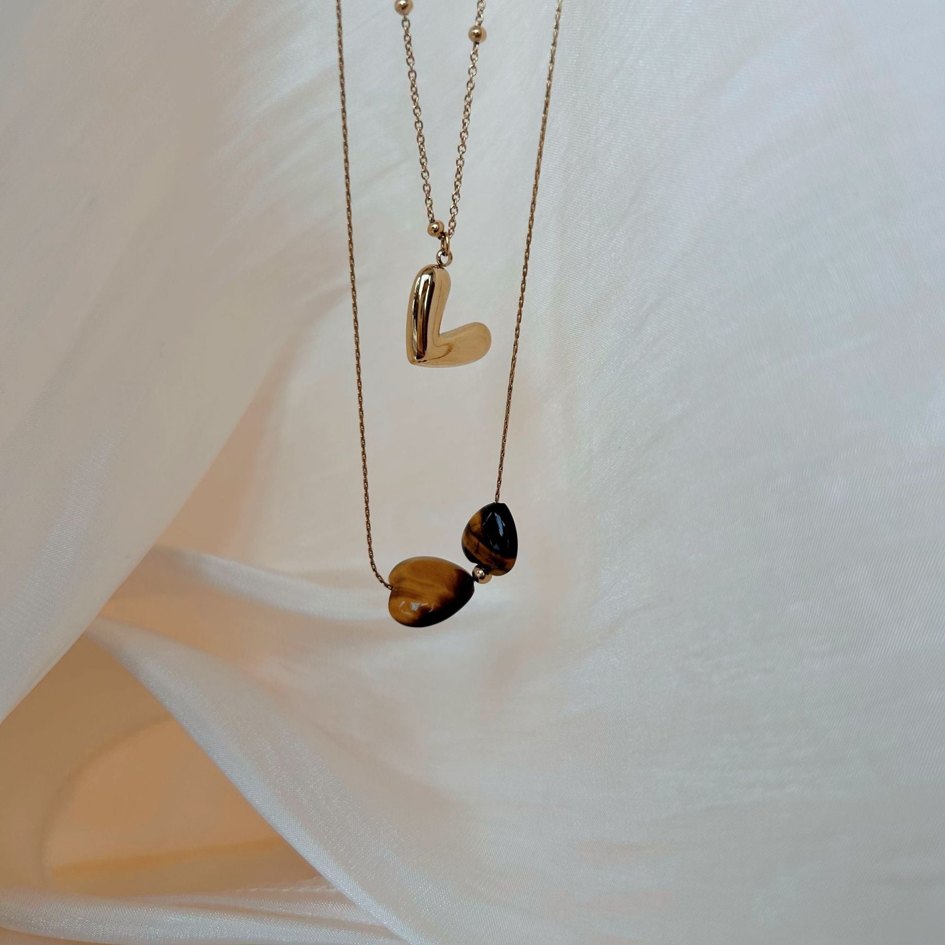 Wholesale  Double Love V-shaped Stainless Steel Pendant Necklace