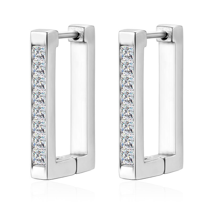 Wholesale Titanium Steel Square diamond earrings