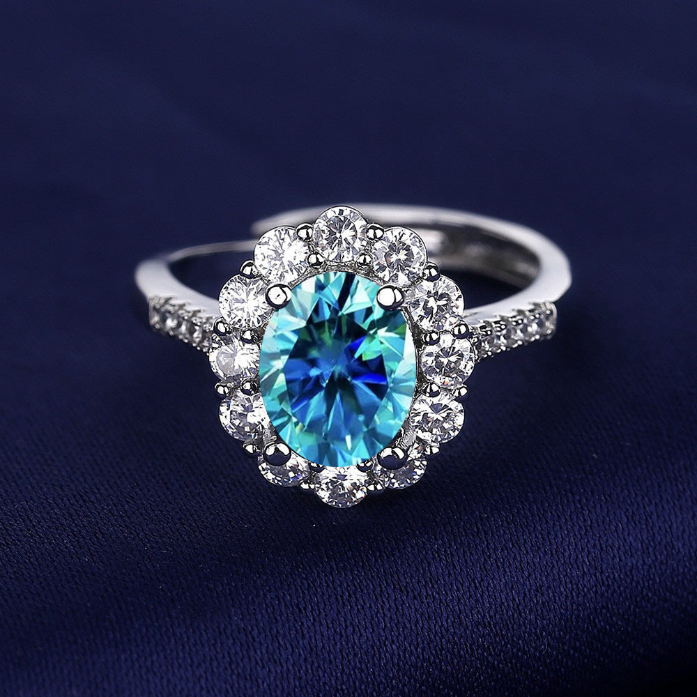 Wholesale  ocean heart inlaid sapphire group inlaid ring