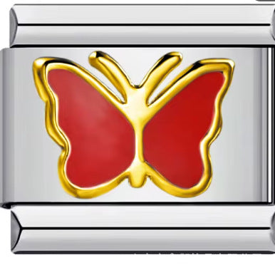 Wholesale Italian Charm Bracelet 9mm DIY Splicing Removable Purple Blue Butterfly Stainless Steel Composable Bracelet