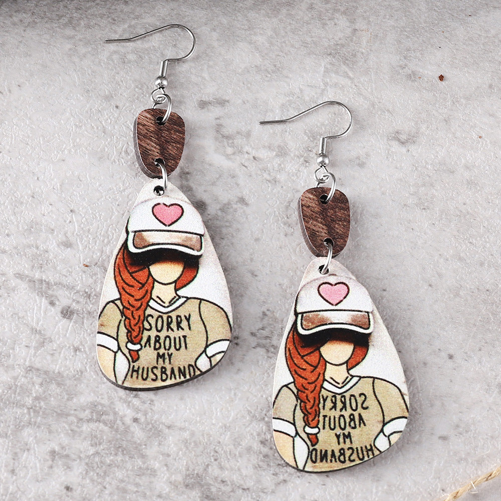Wholesale Western cowboy hat cowboy boots cartoon girl distressed stitching pendant earrings
