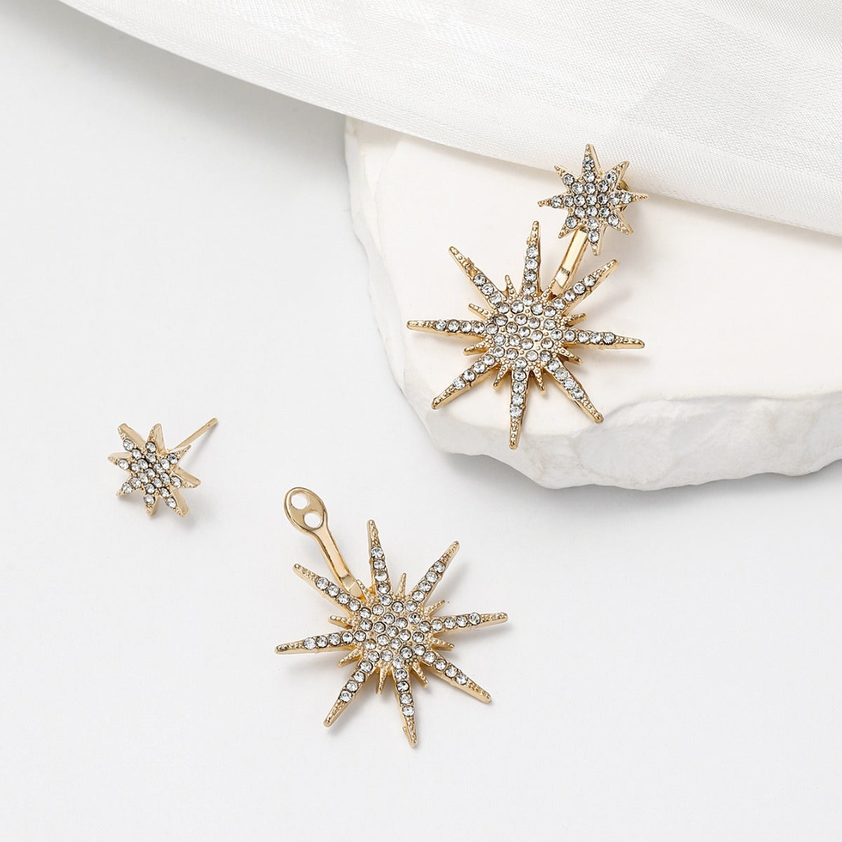 Wholesale Zinc Alloy Snowflake Six-Pointed Star Earrings Stylish Jewelry Accessory for Everyday Wear