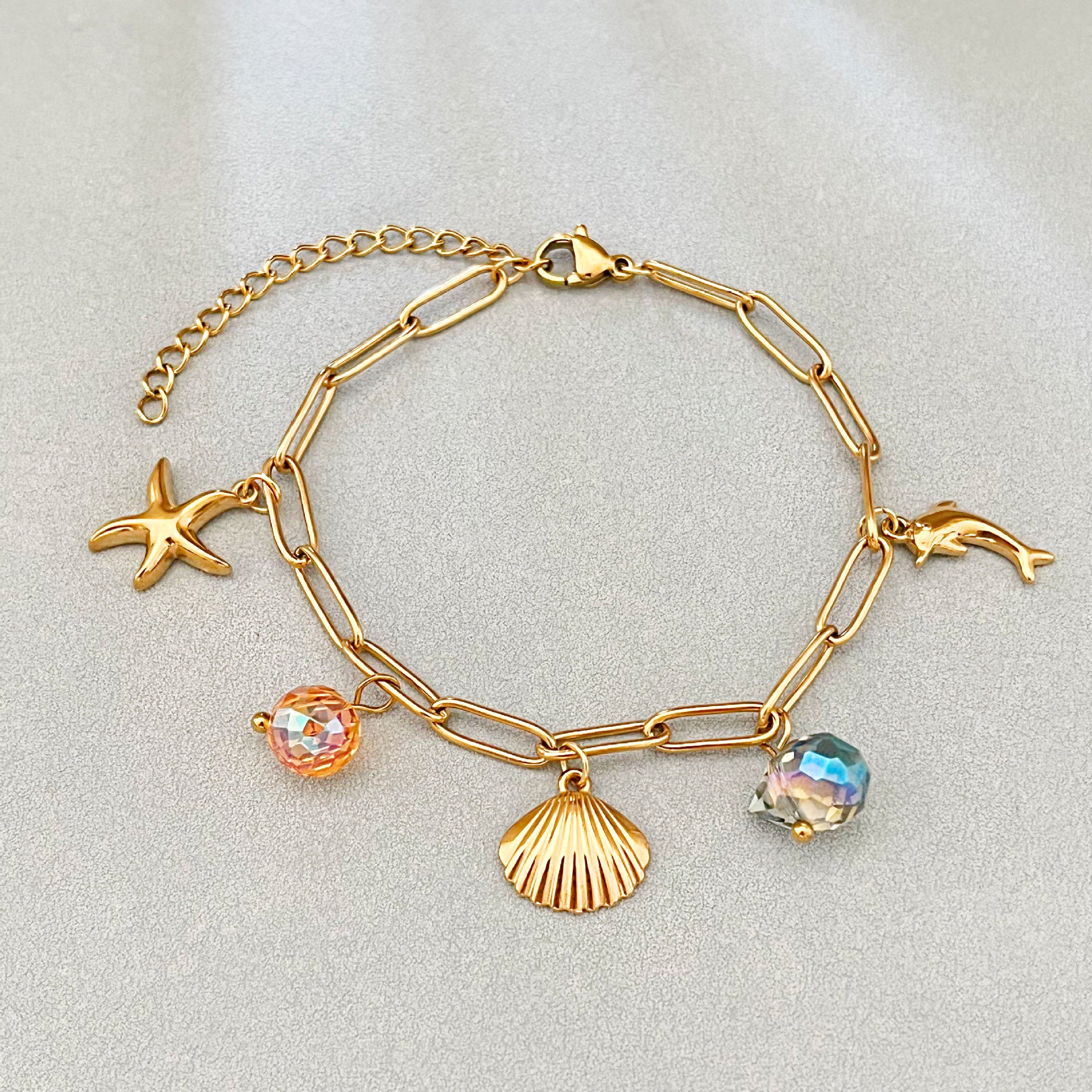 Wholesale elegant minimalist resort style  ocean series stainless steel bracelet