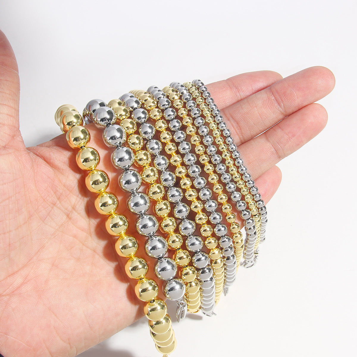 Wholesale Geometric Metal Hollow Beads Copper Bracelet ACC-BT-HongMing003