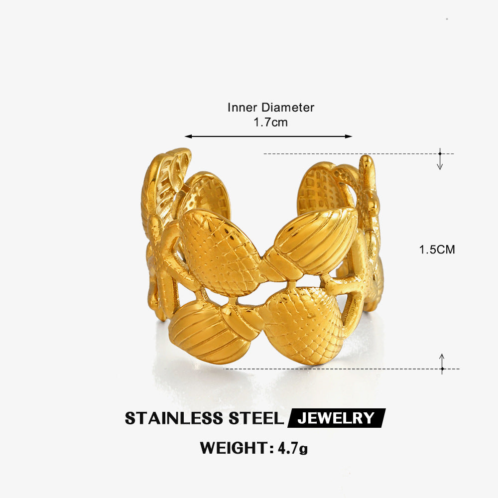 Wholesale Stainless Steel Ocean-Themed Starfish and Shell Rings,  Fashion Jewelry Accessory for Vacation Style