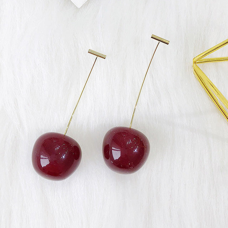 Wholesale  long cherries earrings creative  cute cherry earrings