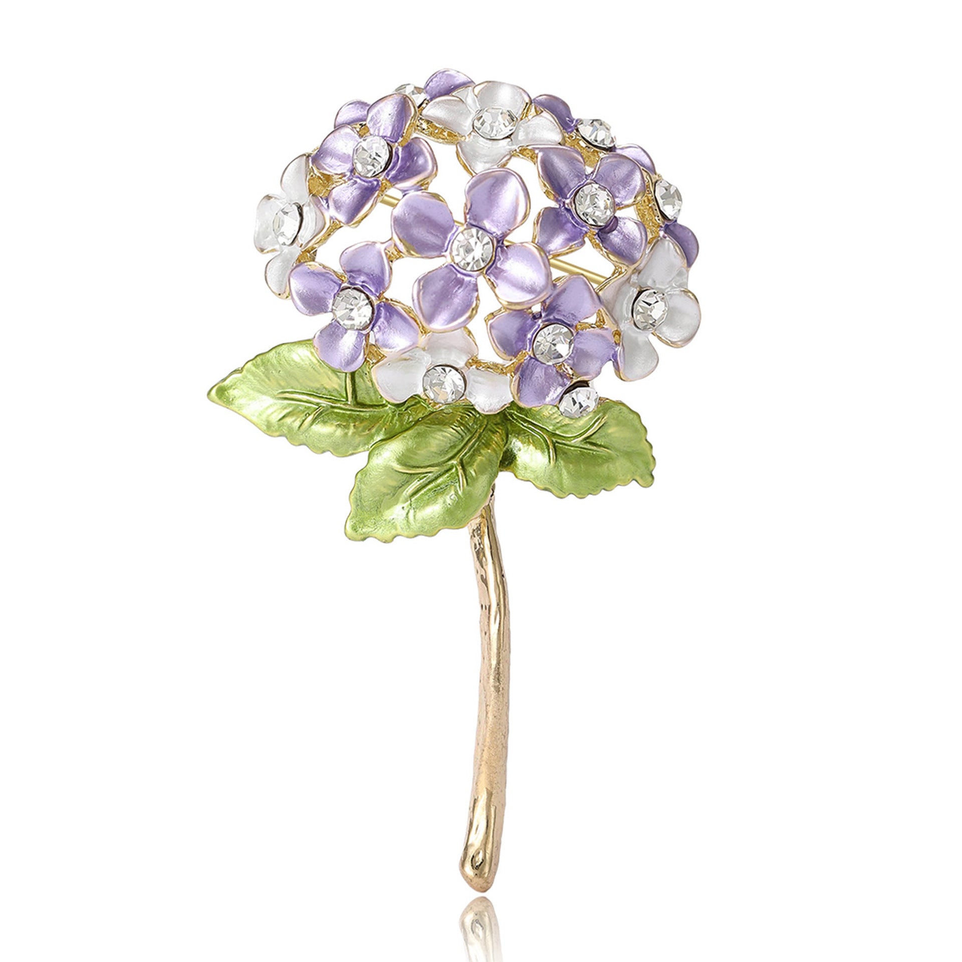 Wholesale Modern Hydrangea Flower Brooch Alloy Dripping Oil Pin For Women Fashion Suit Coat Decorative Accessory Boutique Gift Resale