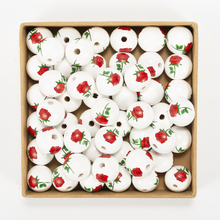 Wholesale 50pcs Mother's Day Wooden Beads Colored Wooden Beads Focal Beads ACC-BDS-DianJin003