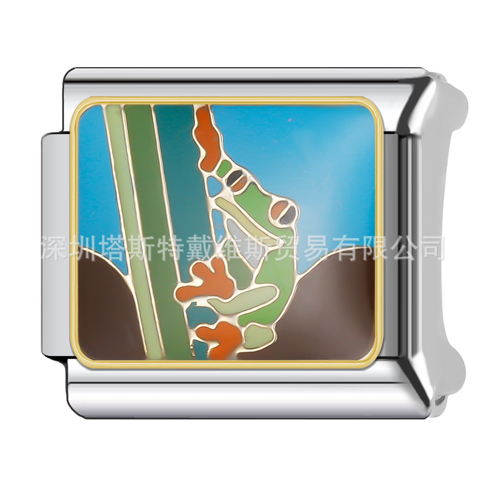 Wholesale 9mm Italian Charm Starter Bracelets DIY square Single Section Creative Stainless Steel Composable Bracelet