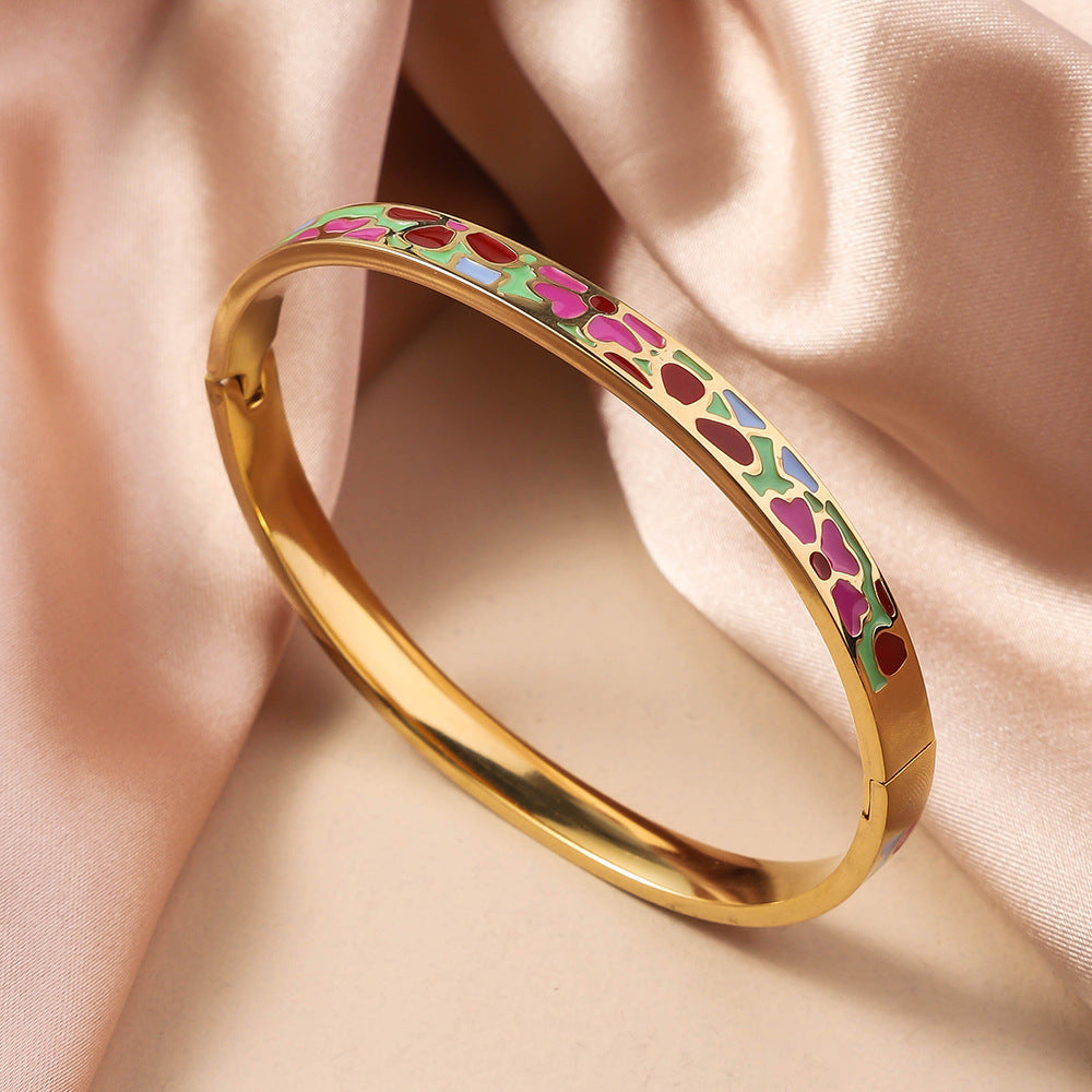 Wholesale Oil Drop Titanium Steel Enamel Bracelet ACC-BT-Ruif010