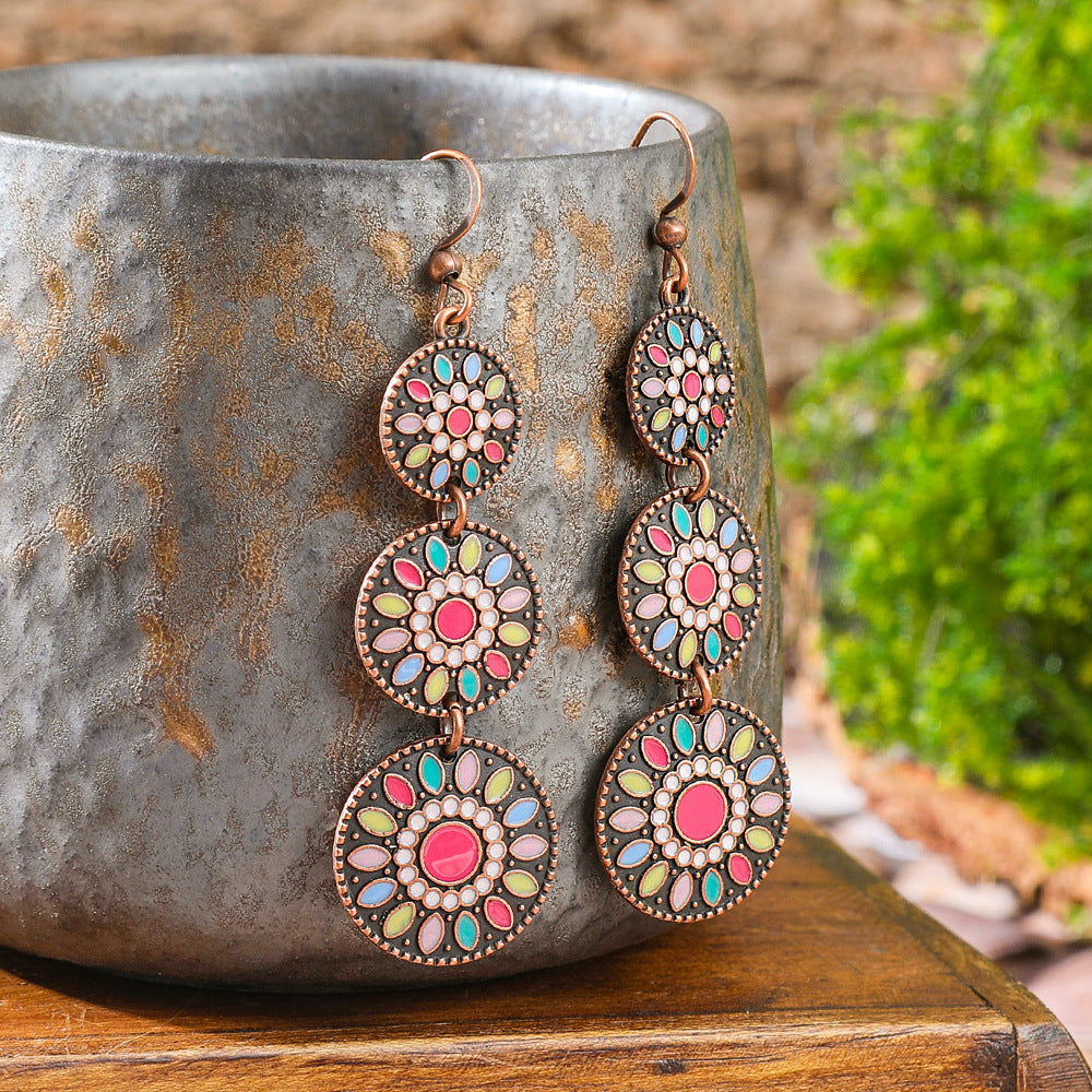 Wholesale Ethnic Style Colorful Oil Drop Long Earrings - Fashion Accessory for Party Wear