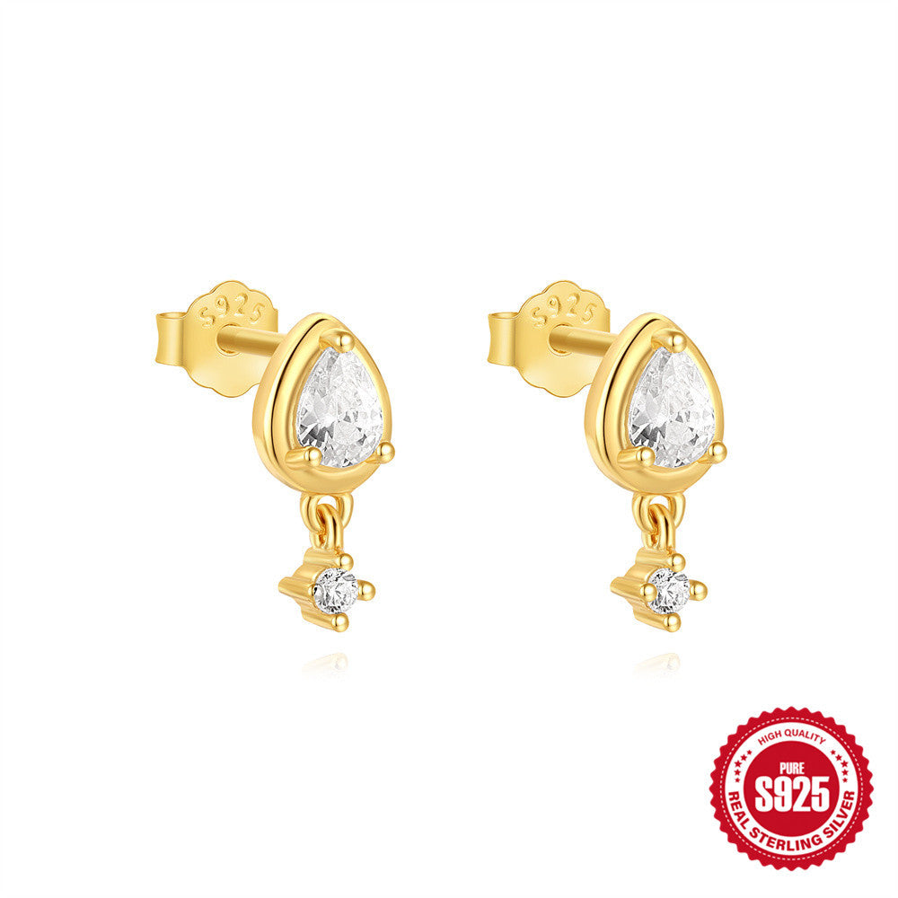 Wholesale  S925 Sterling Silver  Cute Petal Diamond Pearl Earrings