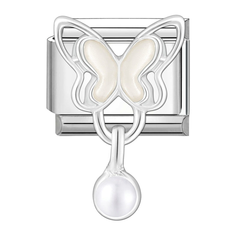 Wholesale Italian Charm Bracelet 9mm DIY Splicing Removable Butterfly Love Stainless Steel Composable Bracelet