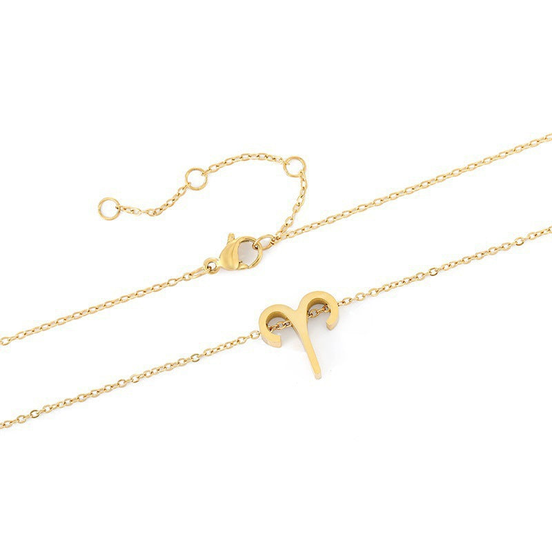 Wholesale Creative 12 Constellation Pendant Stainless Steel Gold Plated Necklaces ACC-NE-HongYu002