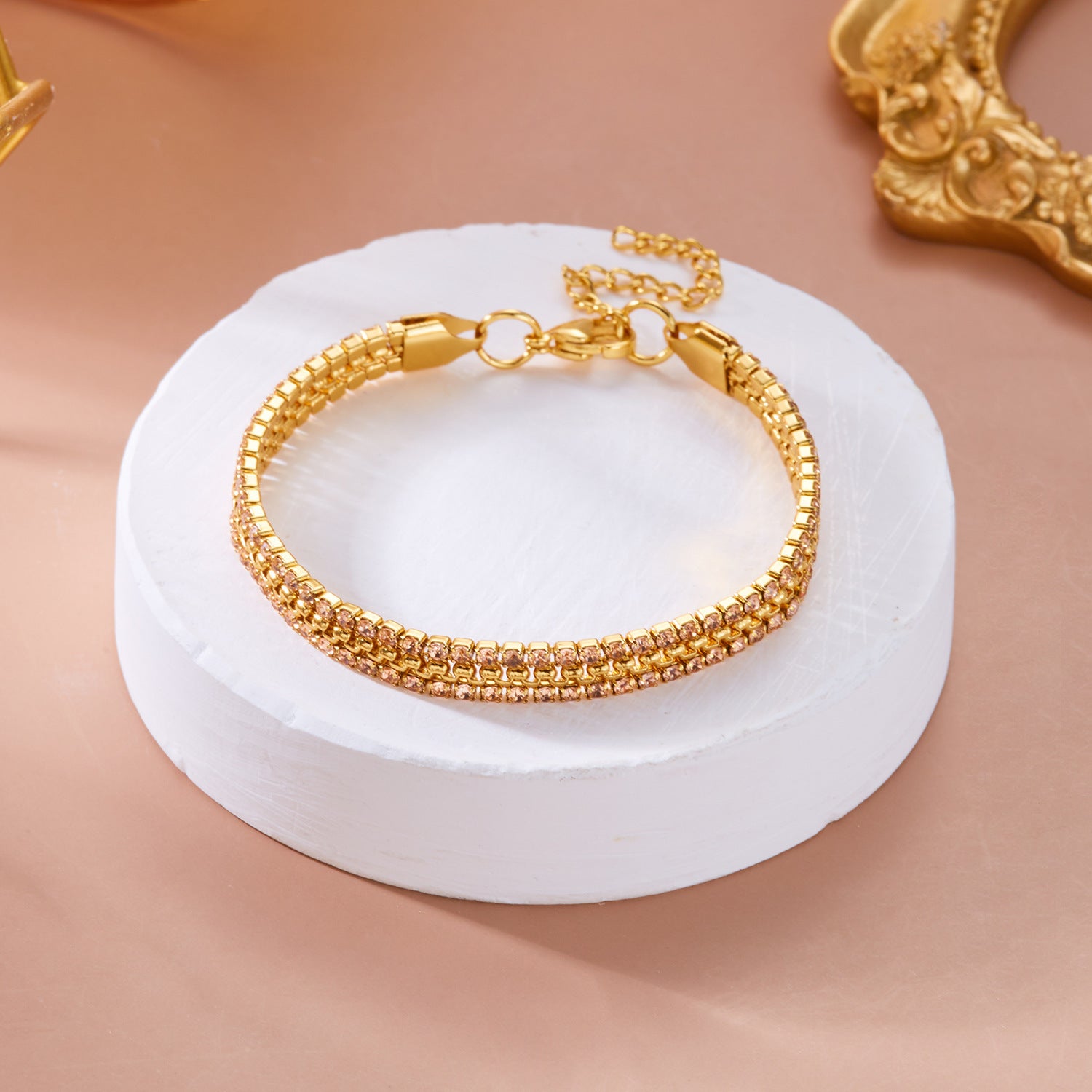 Wholesale Stainless Steel Diamond Bracelet Color Zircon Rhinestone Claw Chain
