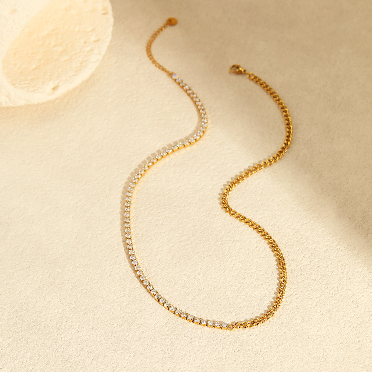 Wholesale  simple inlaid zircon necklace strip stainless steel plated 18K gold high-grade bracelet