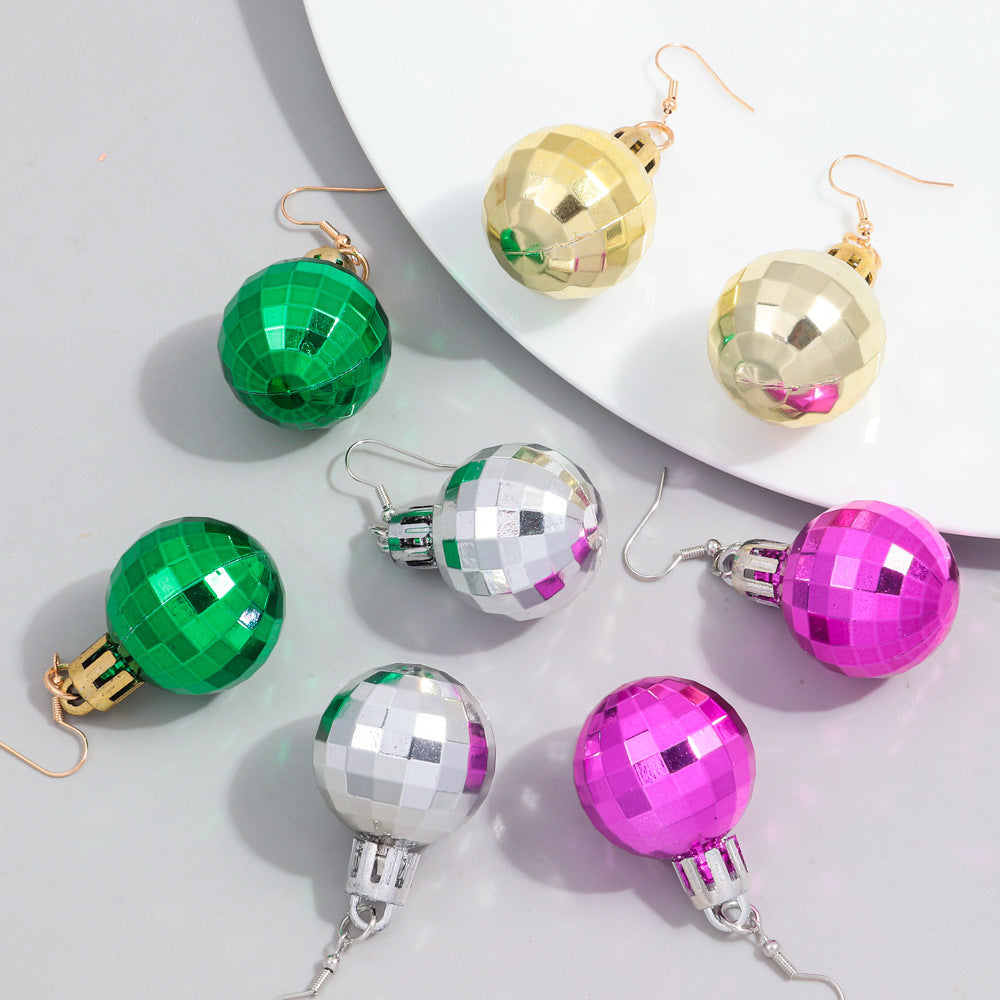Wholesale multi-faceted reflective lantern ball earrings