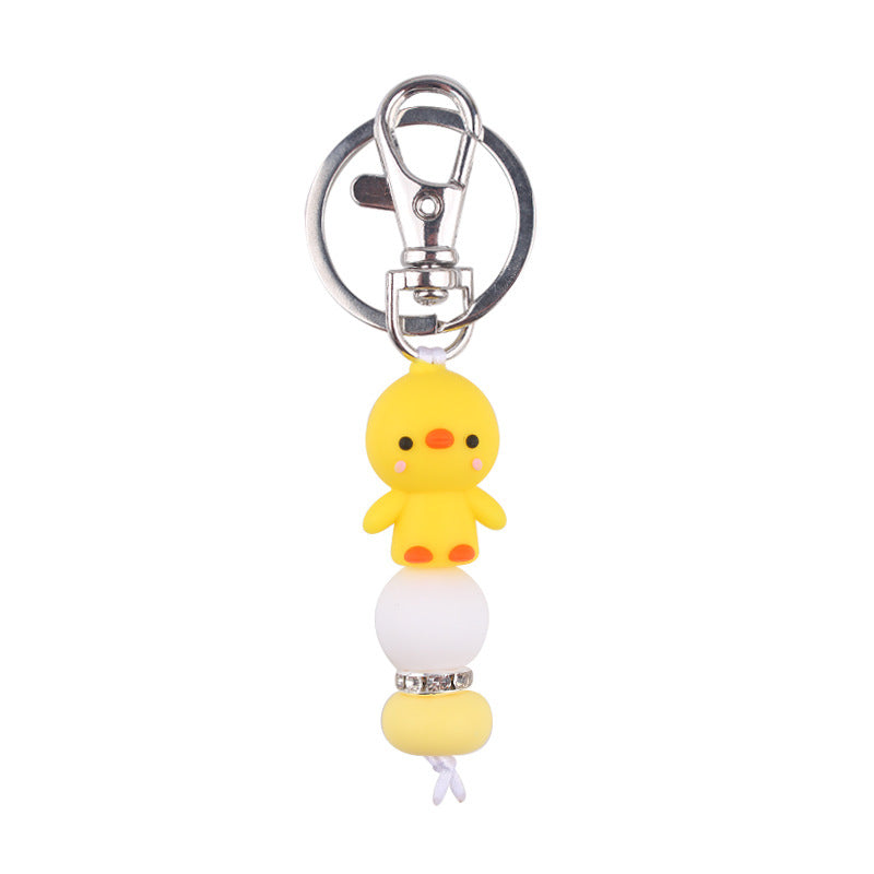 Wholesale Cartoon Little Yellow Duck Silicone Beaded Keychains ACC-KC-GuangTian092