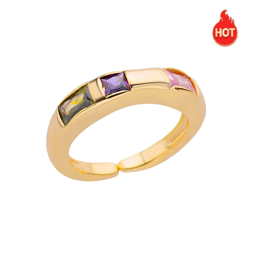 Wholesale Copper ring with colorful zircon stones