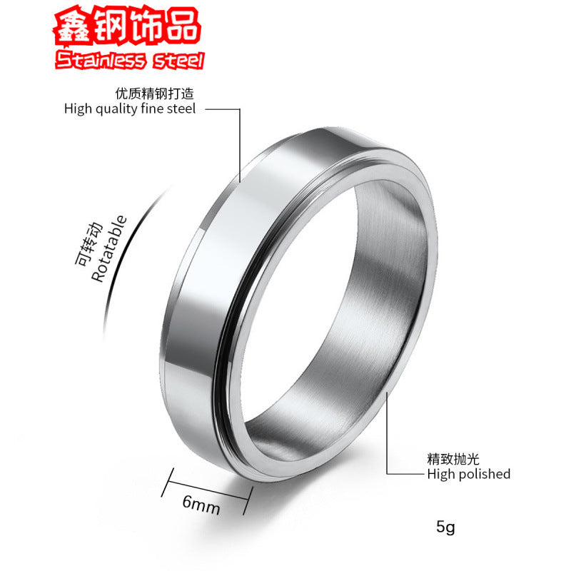 Wholesale  smooth rotating ring titanium steel men and women couples pair ring