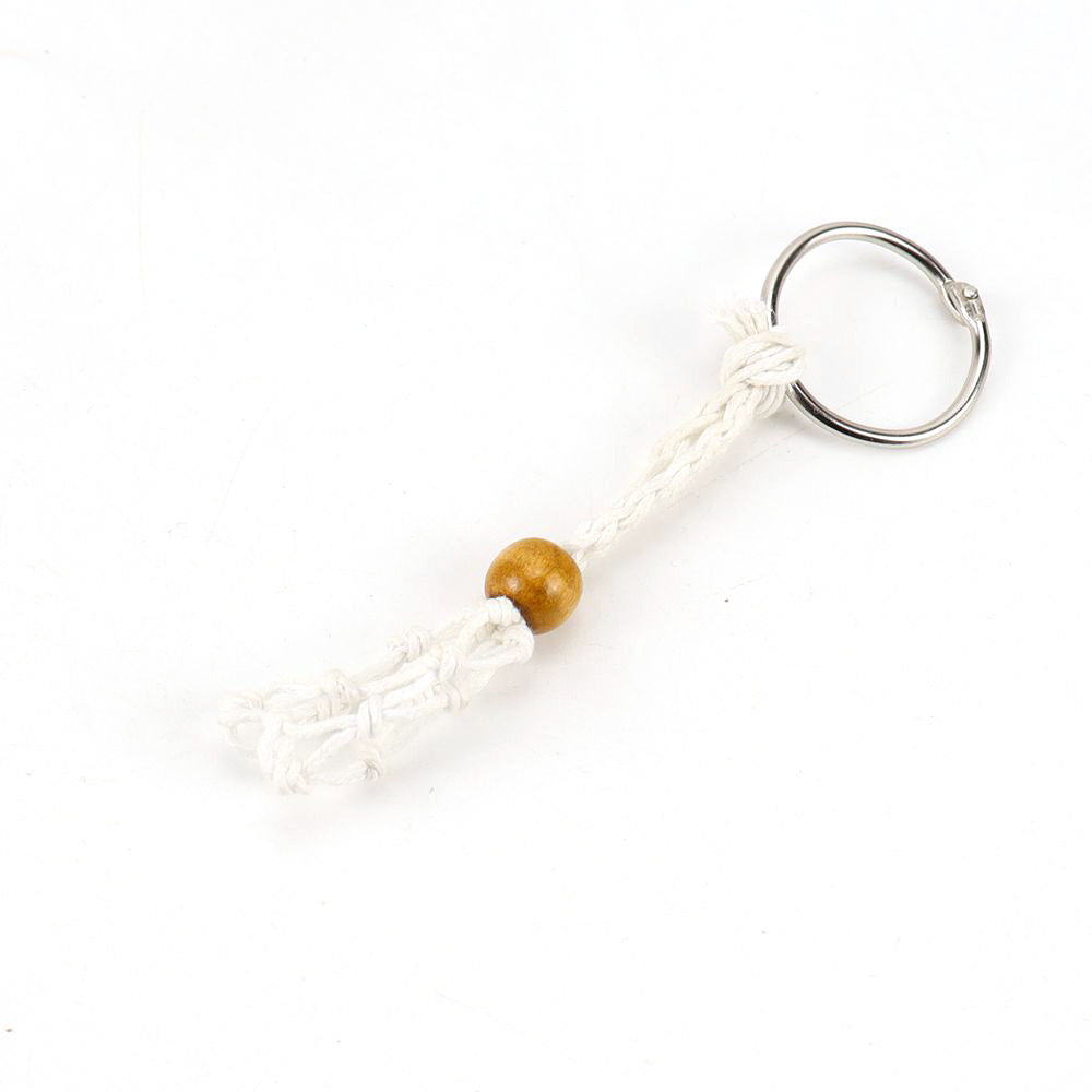 Wholesale Natural Stone Crystal Handwoven Mesh Bag Keychain Adjustable Retractable Mesh Bag ACC-KC-HanX002
