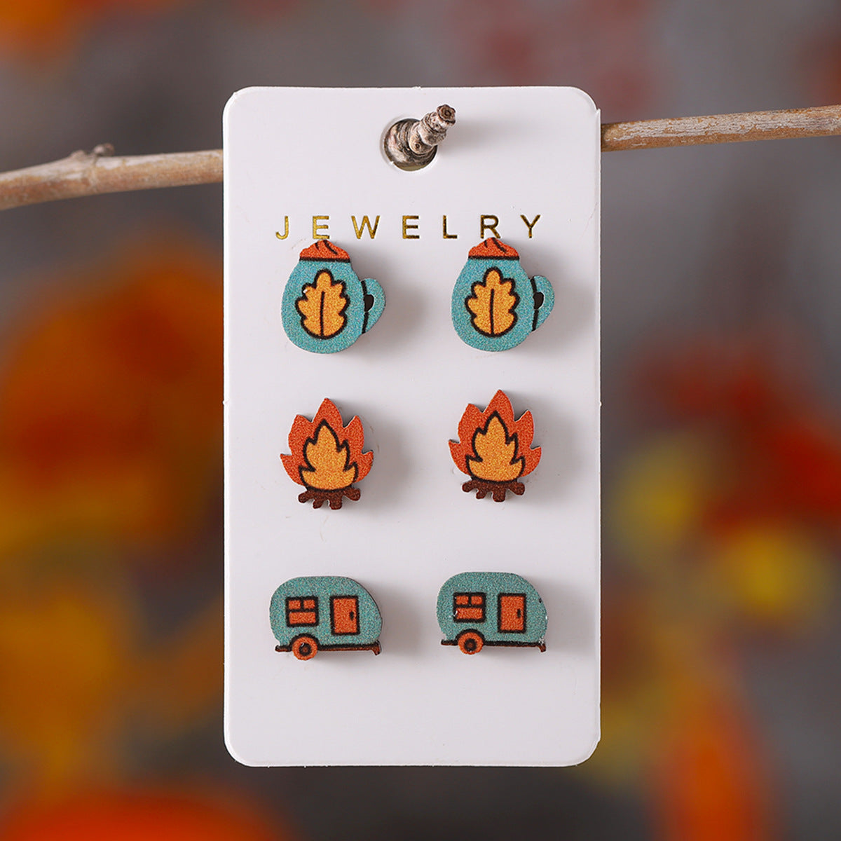 Wholesale Thanksgiving Maple Leaf Wood Pumpkin Earrings suit
