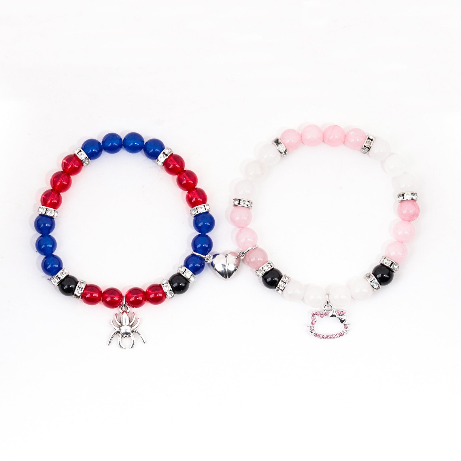 Wholesale Couple bracelet love heart magnetic suction buckle natural opal beaded bracelet