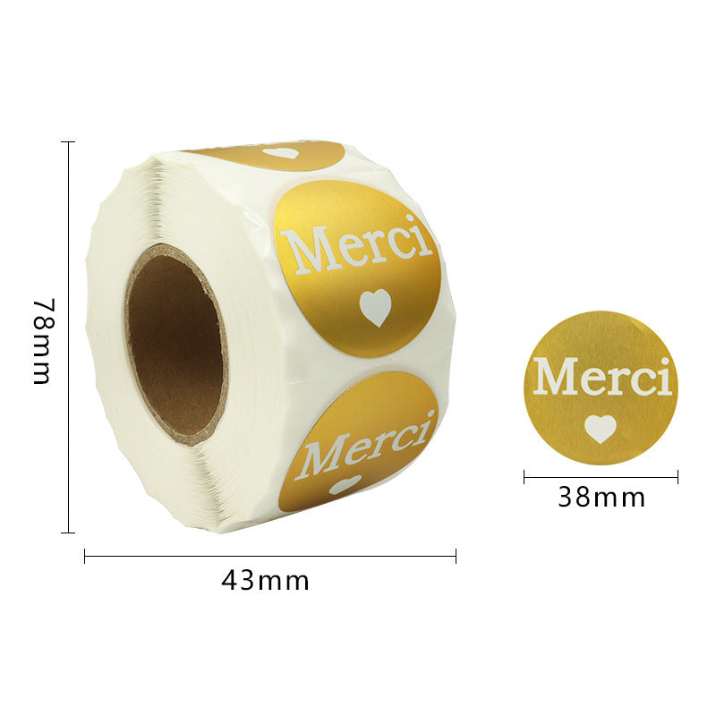 Wholesale 500pcs Gift envelope stickers kraft paper self-adhesive gold-stamped round roll stickers