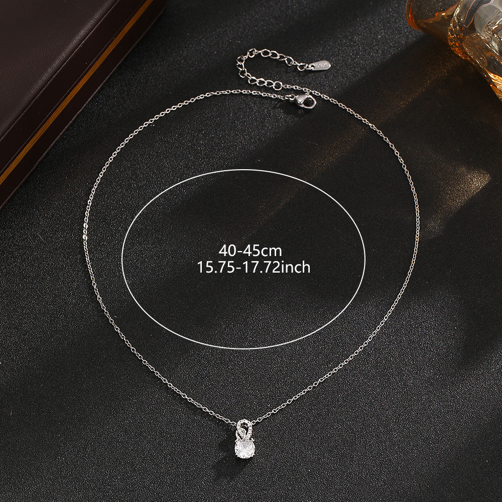 Wholesale Fashion Silver Tone Alloy Moissanite Pendant Necklace For Women Chic Everyday Gift Boutique Resale