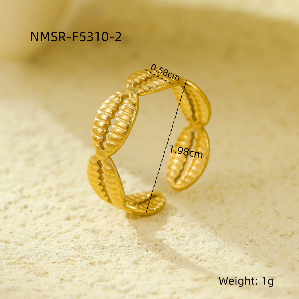 Wholesale stainless steel open ring 18K gold non-fading multi-layer geometric hollow  ring
