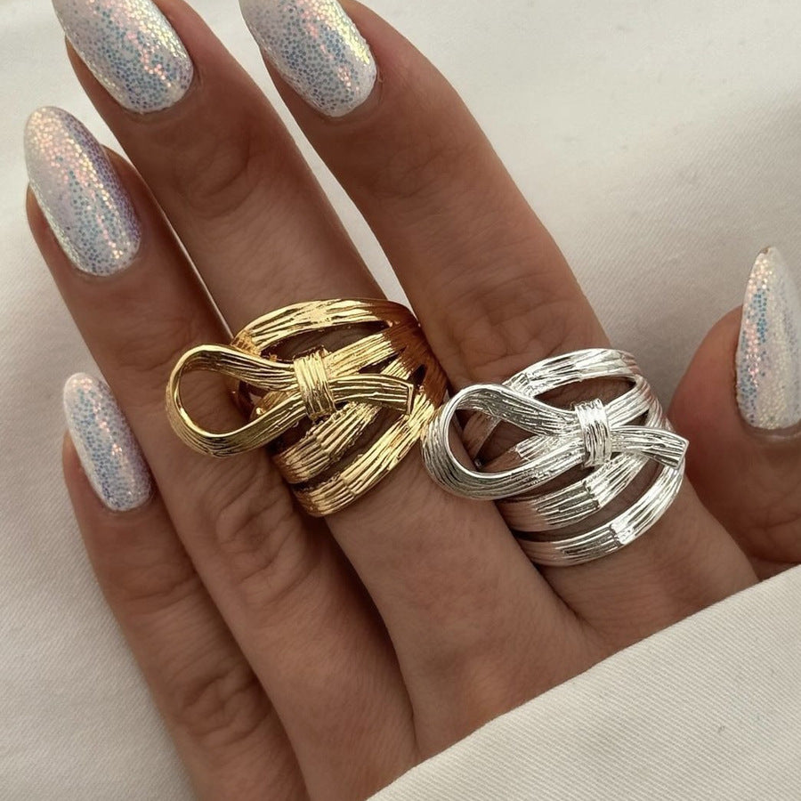 Wholesale multi-layer braided metal geometric exaggerated rings