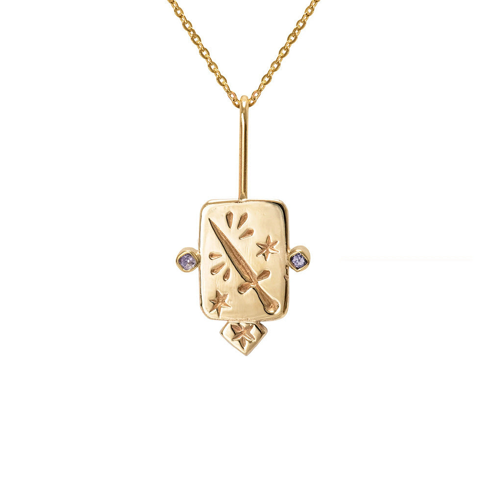 Wholesale Stainless steel tarot necklace inlaid zircon tarot sweater chain