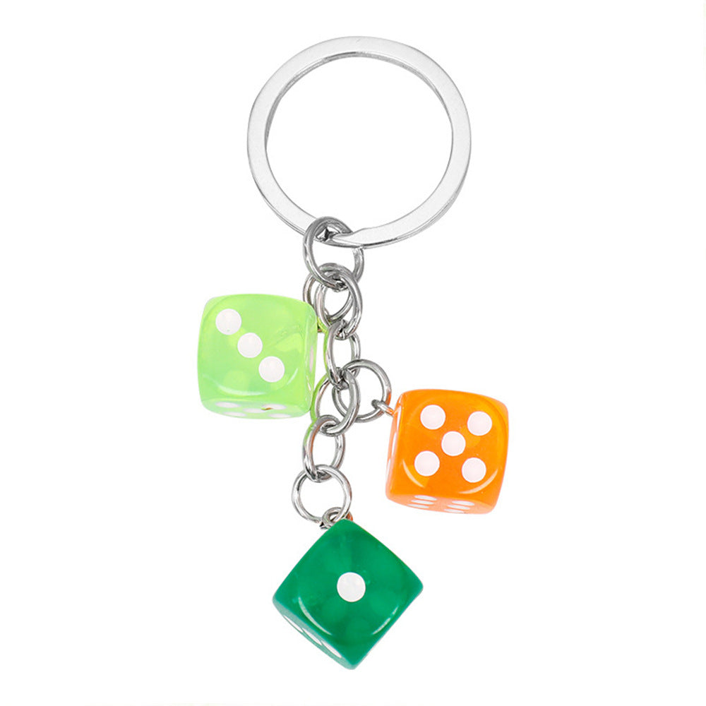 Wholesale Creative Resin Dice Keychain Bag Charm - Black,  Cross/ Crown/ Roman Numeral Pattern,  Chic Car Key Accessory
