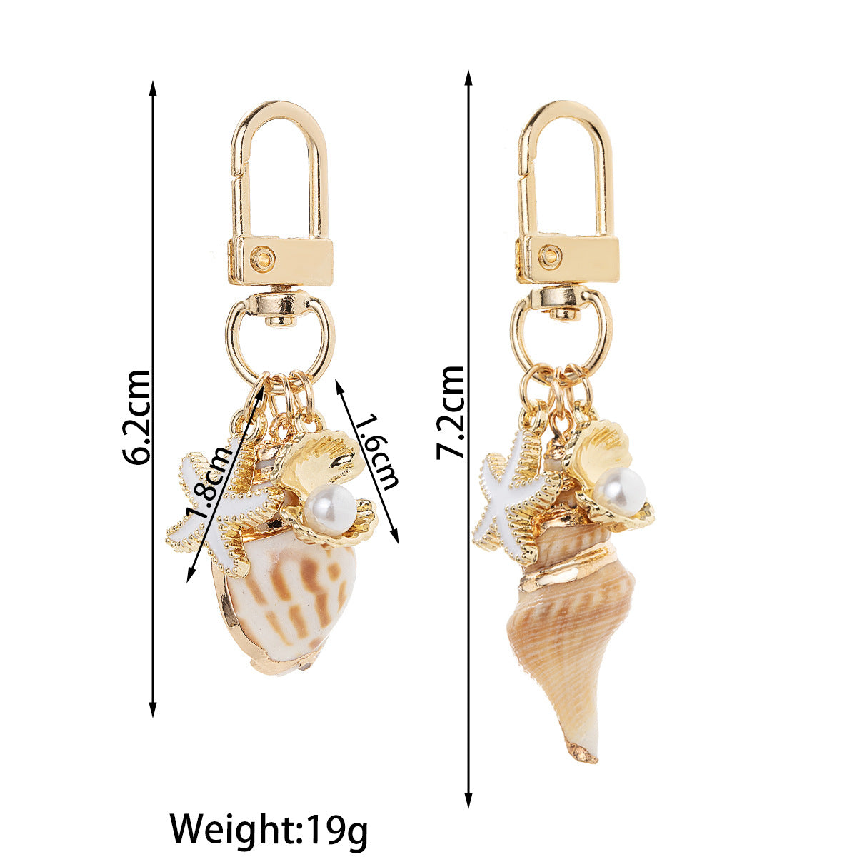 Wholesale Creative Personality Seaside Alloy Natural Shell  Pearl Keychain