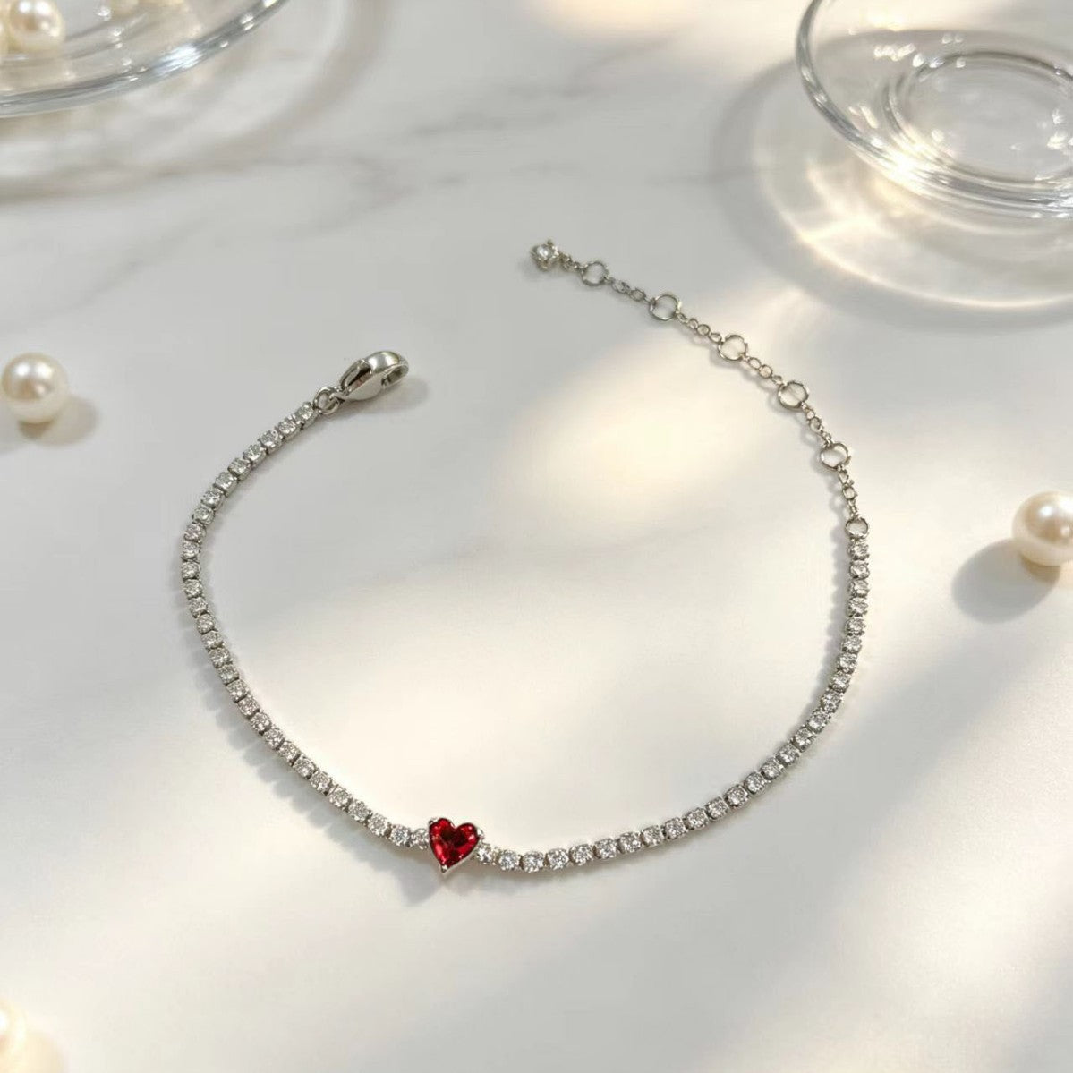 Wholesale Women S Pink Heart Titanium Steel Bracelet With Moissanite Everyday Fashion Accessory