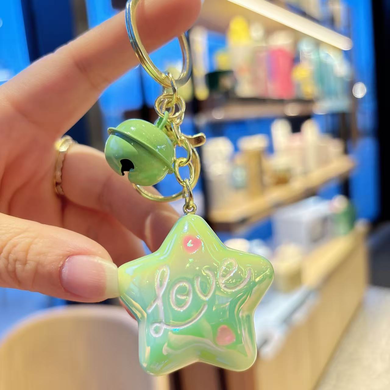 Wholesale Creative Colorful Acrylic Jelly Plated Five-Pointed Star Keychain