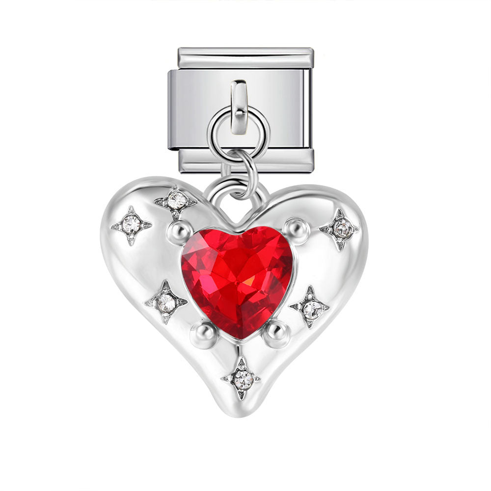 Wholesale  Italian Charm Bracelet 9mm DIY Colorful Heart Moon Bow  Creative Stainless Steel Composable Bracelet