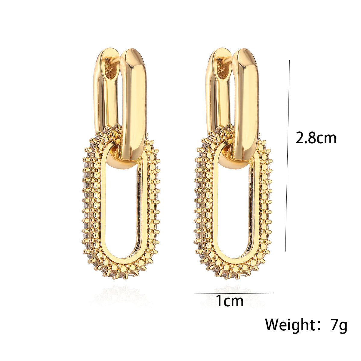 Wholesale Copper Gold Plated Zirconia Geometric Earrings