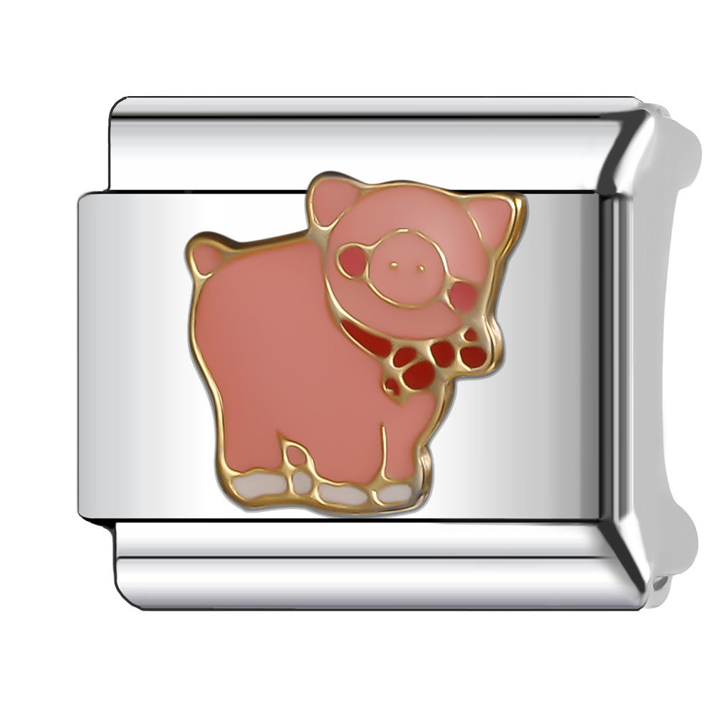 Wholesale Italian Charm Bracelet 9mm DIY Splicing Cute Pet Series Stainless Steel Composable Bracelet