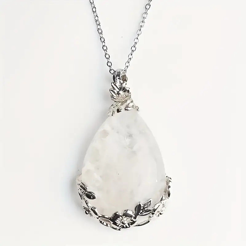 Wholesale Natural Amethyst Crystal Pendant Hexagonal Point Yoga Pendulum Retro Lace Water Drop Charm
