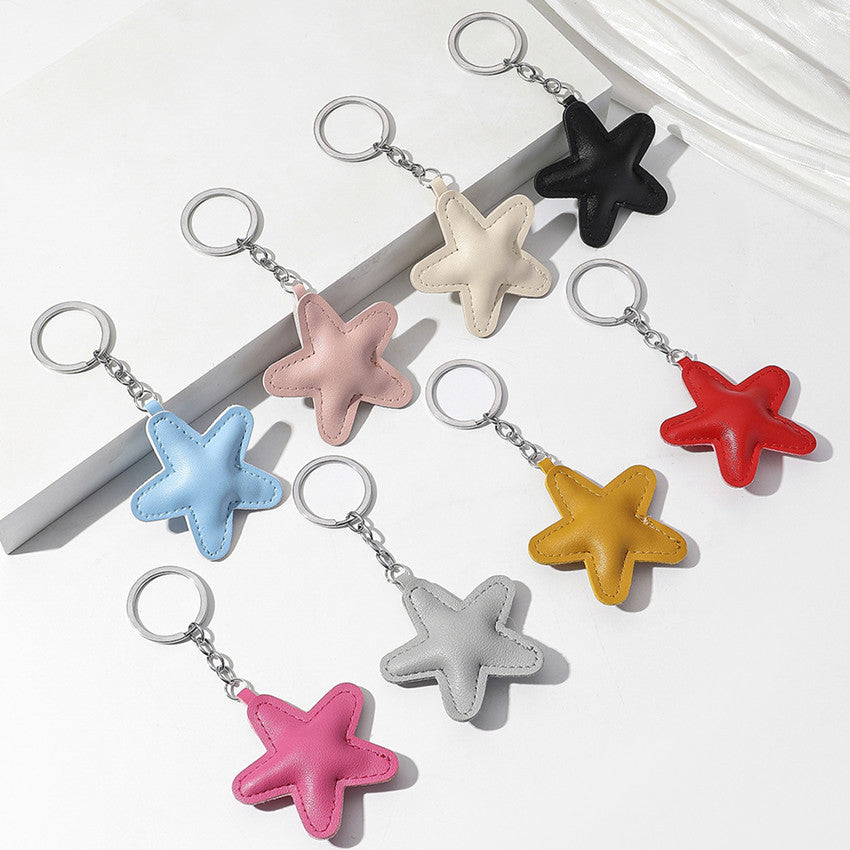 Wholesale Colorful Five-pointed Star Keychain PU Cotton Filled Star Car Keychain