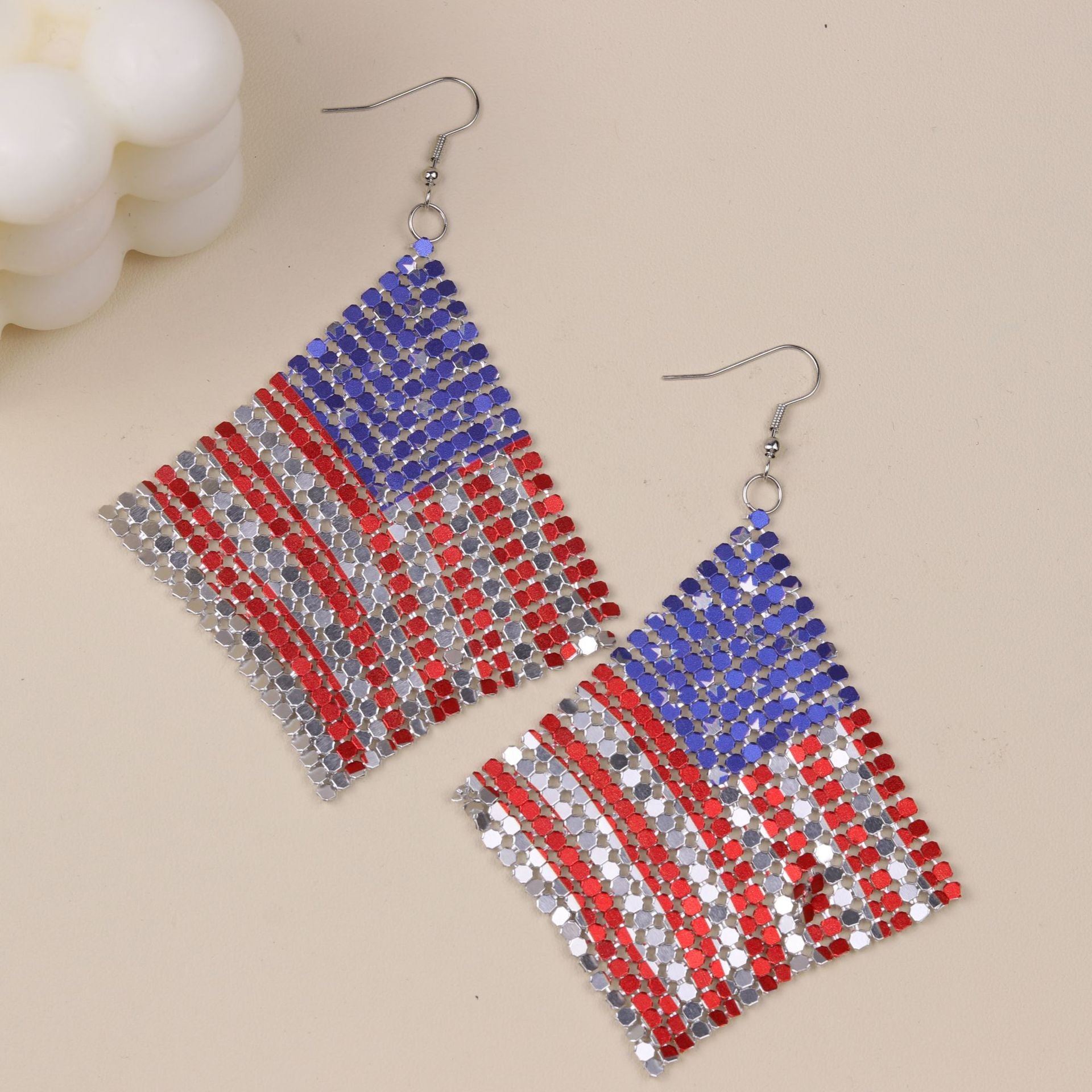 Wholesale American Independence Day Elements Red White Blue Flag Acrylic Earrings