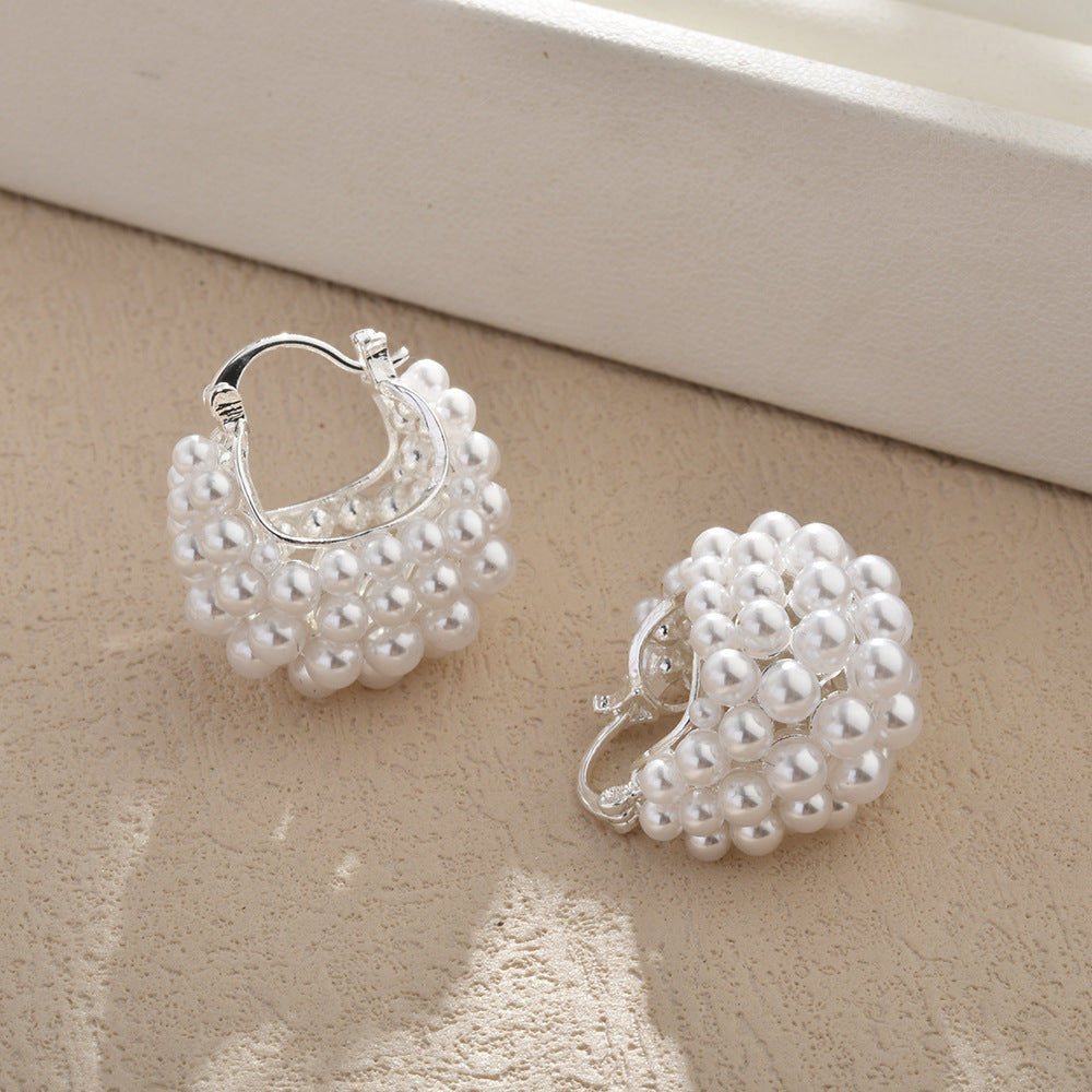 Wholesale  Pearl Basket Ear Buckle  Light Luxury  Earrings