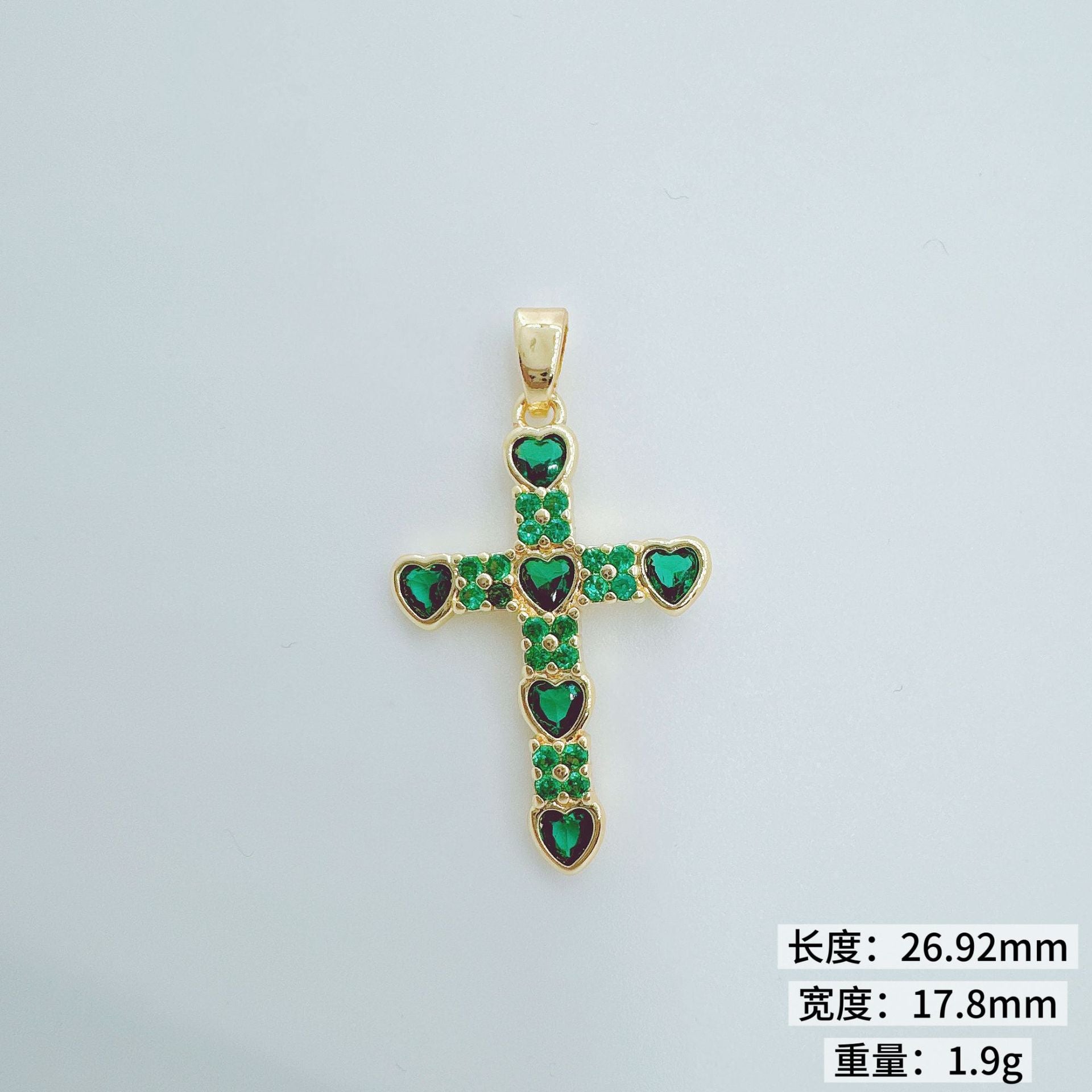Wholesale Retro Cross Pendant Necklace Gold Plated Copper Zirconium Stylish Jewelry Accessory