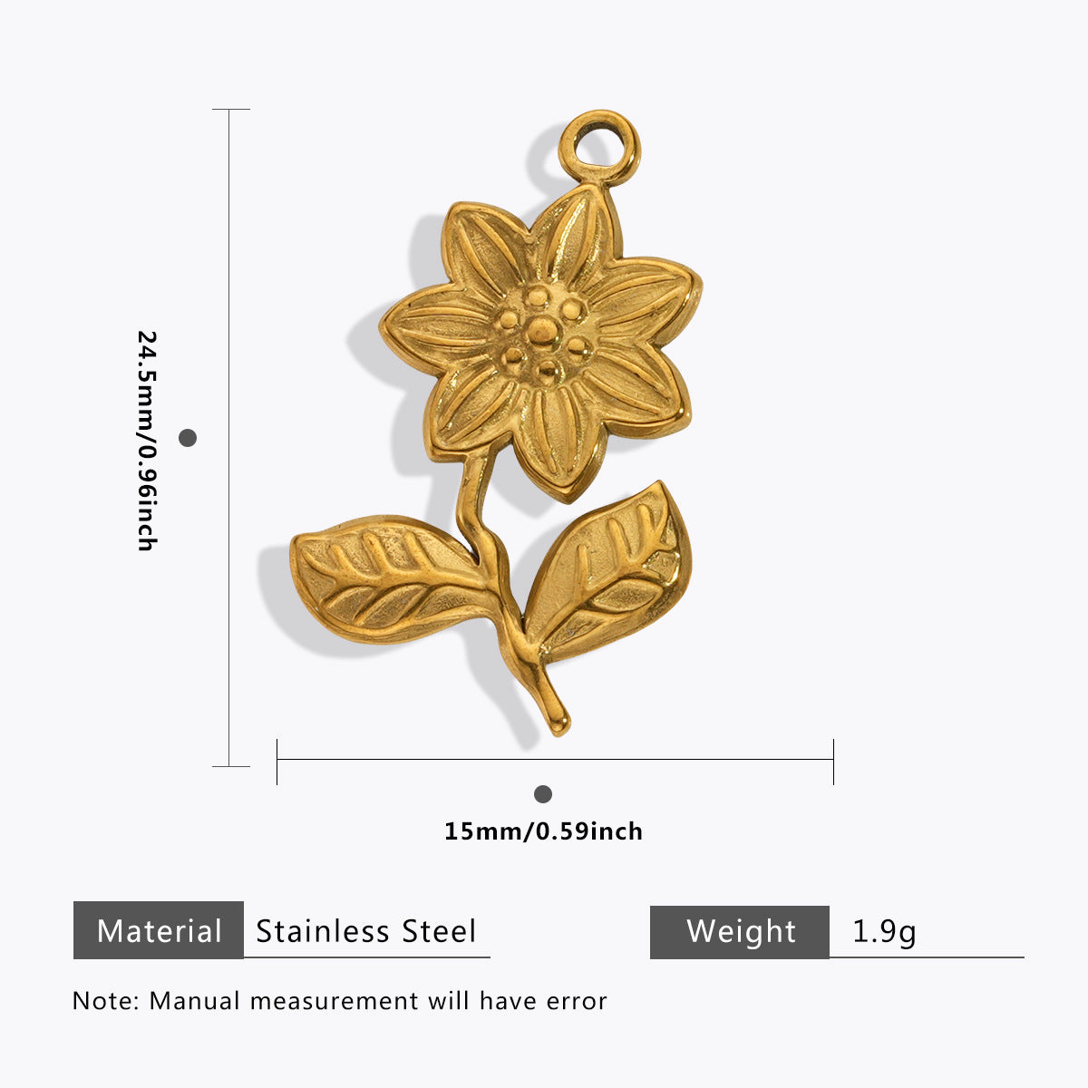 Wholesale 5pcs Stainless steel 18K vacuum plating color  flower pendant