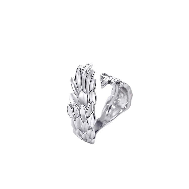 Wholesale Angel wings simple fashion niche retro couple wings feather ring open ring